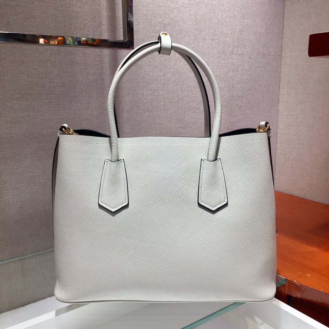 Prada Double Saffiano Leather Bag Shoulder Bag White 1BG775